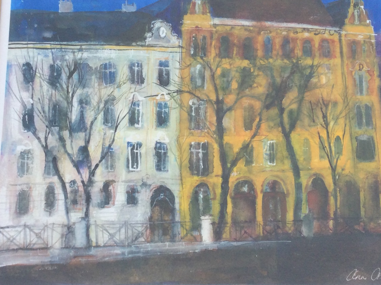 Ann Oram, coloured lithograph, terrace of buildings, signed and numbered in pencil on margin, in - Image 2 of 3