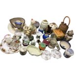 Miscellaneous ceramics including a Beswick thatched cottage tea caddy & cover, studio pottery,