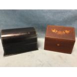 An Italian calfskin stationary box with gilt tooling to leather, having three internal lined