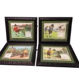 A set of four golf cartoon prints after Crombie, the coloured plates mounted and in ripple moulded