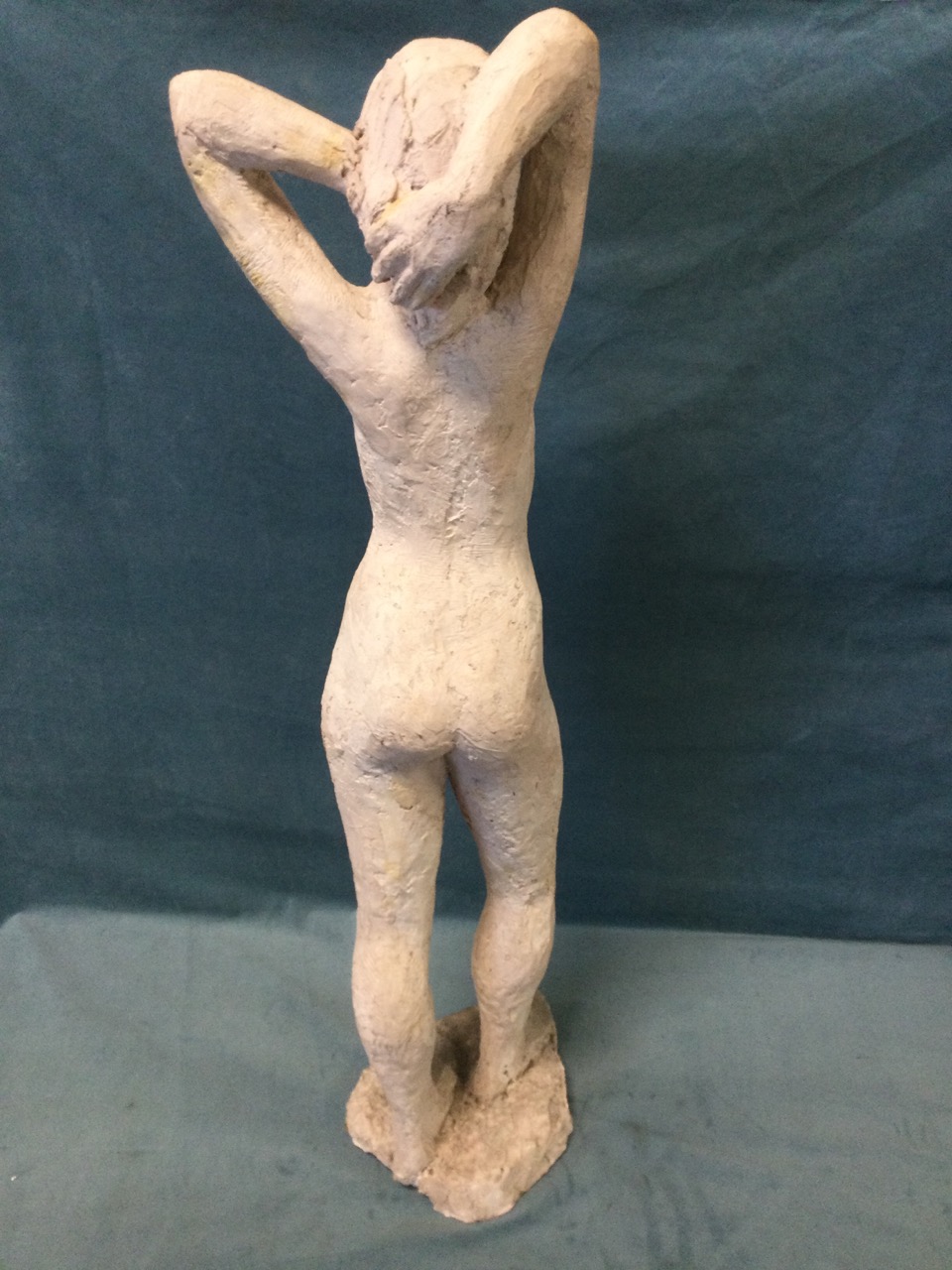 A C20th nude figurative female sculpture, composition clay with wire reinforcement and paint, on - Image 3 of 3