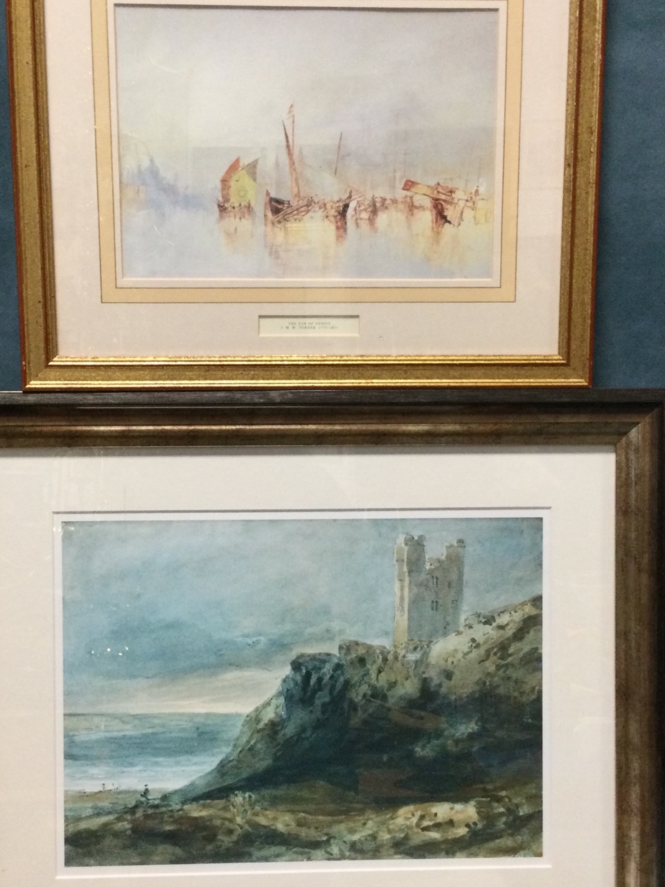 A signed, mounted, framed Walter Holmes print of Dunstanburgh Castle from Low Newton; another gilt - Image 3 of 3