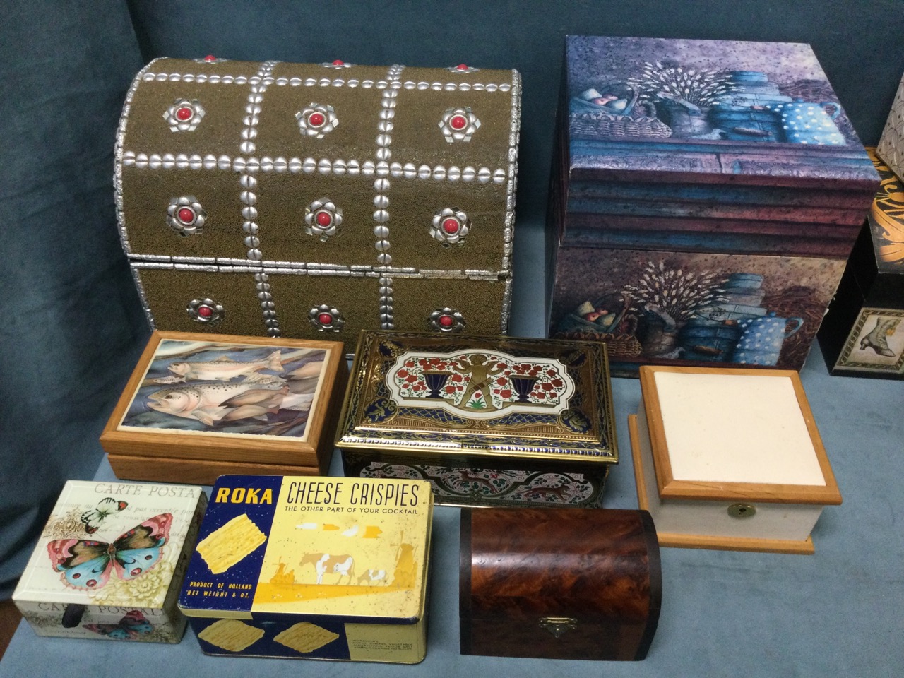 Miscellaneous tins & boxes - mainly modern, domed, biscuit, a jewellery cabinet with drawers, - Image 2 of 3