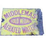 A twin sided rectangular enamelled sign advertising Middlemas Gold Medal Aerated Water. (17.75in x