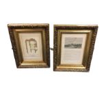 A pair of foliate scroll gilt framed Warkworth prints, the castle and the hermitage, both with