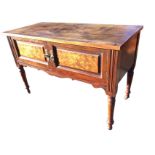 A late Victorian walnut washstand with crossbanded rectangular top above two fielded panelled