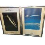 Two British Airways Concorde posters, mounted and in silvered frames. (22in x 32in) (2)