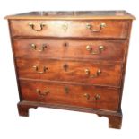 A small Georgian mahogany chest of four long cockbeaded drawers mounted with brass swan-neck