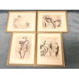 Feliks Topolski, a set of four monochrome prints depicting French figures and characters in