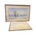 Mike Hatfield, waterclour, landscape titled Trees in the Mist, signed, mounted and framed; and