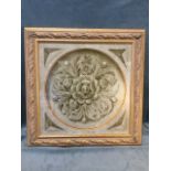 Painter, a square decorative sepia chiaroscuro print of an architectural boss titled Rosette, the