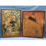 A pair of reproduction art nouveau style French theatre posters mounted in gilt frames. (21.5in x