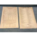 Two printed train timetables from the Stockton and Darlington Wear Valley & Redcar Railways, dated