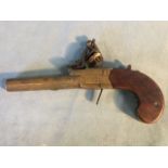 A nineteenth flintlock pocket pistol by White of London, with tubular barrel and engraved lock