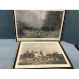 Nineteenth century handcoloured steel engraving after Snow, The Meet at Blagdon with title & key