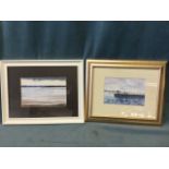 Sean OFarrell, pencil & pastel, Solway estuary coastal view, signed, mounted & framed; and a