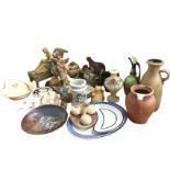 Miscellaneous ceramics including jugs, a Portmeirion vase, a Sandland butter dish & cover, a