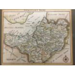 An eighteenth century handcoloured map of Somersetshire, the plate mounted & framed. (8in x 6.25in)