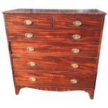 A nineteenth century mahogany chest of drawers with rectangular top above two short and four long