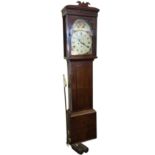 A nineteenth century mahogany longcase clock having hood and trunk inlaid with boxwood stringing,