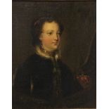 Nineteenth century oil on canvas, laid down on board, bust portrait of a young Mary Queen of