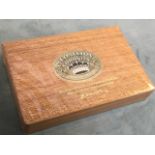 An unopened box of 25 Havana Medallion Coronita cigars, rolled in the UK, the box inscribed JR