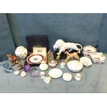 Miscellaneous ceramics and glass including Border Fine Arts and other resin animals, four Scottish