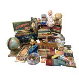 Miscellaneous games including sets of cards, board games including an early Scrabble, a boxed