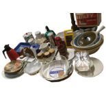Miscellaneous kitchenalia including mixing bowls, cooking pots, casserole dishes, Portmeirion, a