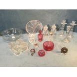 Miscellaneous glass including a tubular vessel with swing handle having hallmarked silver mounts,