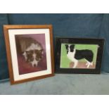 B Moorcroft, pastel, study of a collie dog, signed, mounted and framed; and another watercolour by