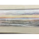 Ian Mastin, watercolour, beach sunset scene, signed in pencil, labelled verso Sunset over the
