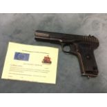 A deactivated USSR semi-automatic Tokarev TT30 7.62mm pistol with magazine, with certificate. (7.