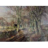 McIntosh Patrick, limited edition lithographic print, landscape with lane through trees, signed