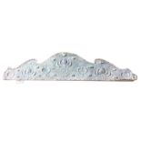 An art nouveau embossed copper crest, the shaped panel with studding having raised floral motifs and