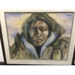 Joyce Chenny?, watercolour, bust portrait of a man, signed, mounted & framed. (24.5in x 19in)