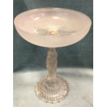 A Baccarat style tazza with acid etched star cut bowl on classical figural female column,