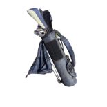 A set of contemporary golf clubs in bag with drivers, irons, putter, etc. (A lot)