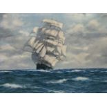 Henry Scott, tall ship in choppy seas titled The Norman Court, published by Venture Prints Ltd
