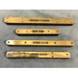 Three nineteenth century brass mounted hardwood levels by Preston & Sons of Birmingham; and