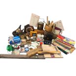 Miscellaneous treen and collectors items including Mauchline, sets of bone dominoes, an oak