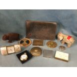 Miscellaneous collectors items including a clockwork elephant & bear, seven ladies compacts - two