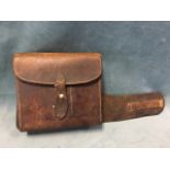 A leather cased hunting canteen by Champion & Wilton of London, the double hinged sandwich box and
