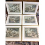 A set of six hunting prints after G Morland, the originals published in 1800, mounted & gilt framed.