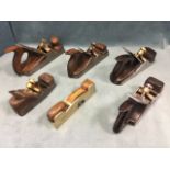 A collection of nineteenth century planes with brass mounts, mostly named - Mathieson, Sorby,