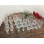 Miscellaneous glasses including brandy balloons, tumblers, tankards, a set of six green stemmed hock