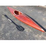 A 13ft fibreglass kayak, complete with paddle. (A/F) (158in)