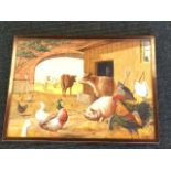 JJ Welsh, watercolour with bodycolour, farmyard scene with animals, ducks and chickens, signed &