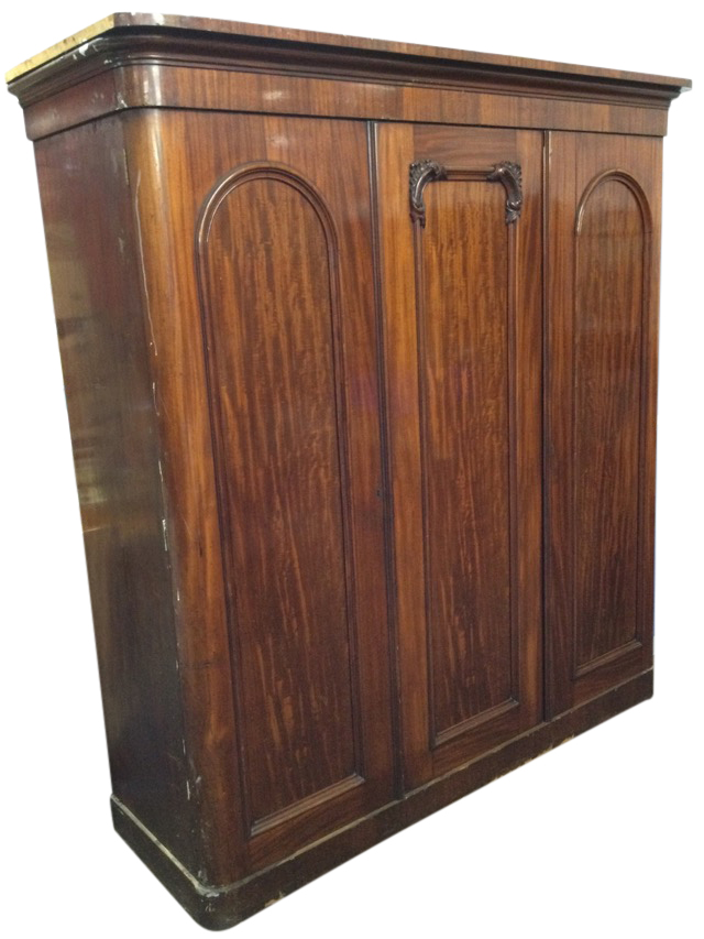 A Victorian mahogany Wylie & Lochead combination wardrobe, the central panelled door enclosing