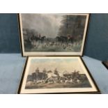 A nineteenth century handcoloured steel engraving after Snow, The Meet at Blagdon with title & key